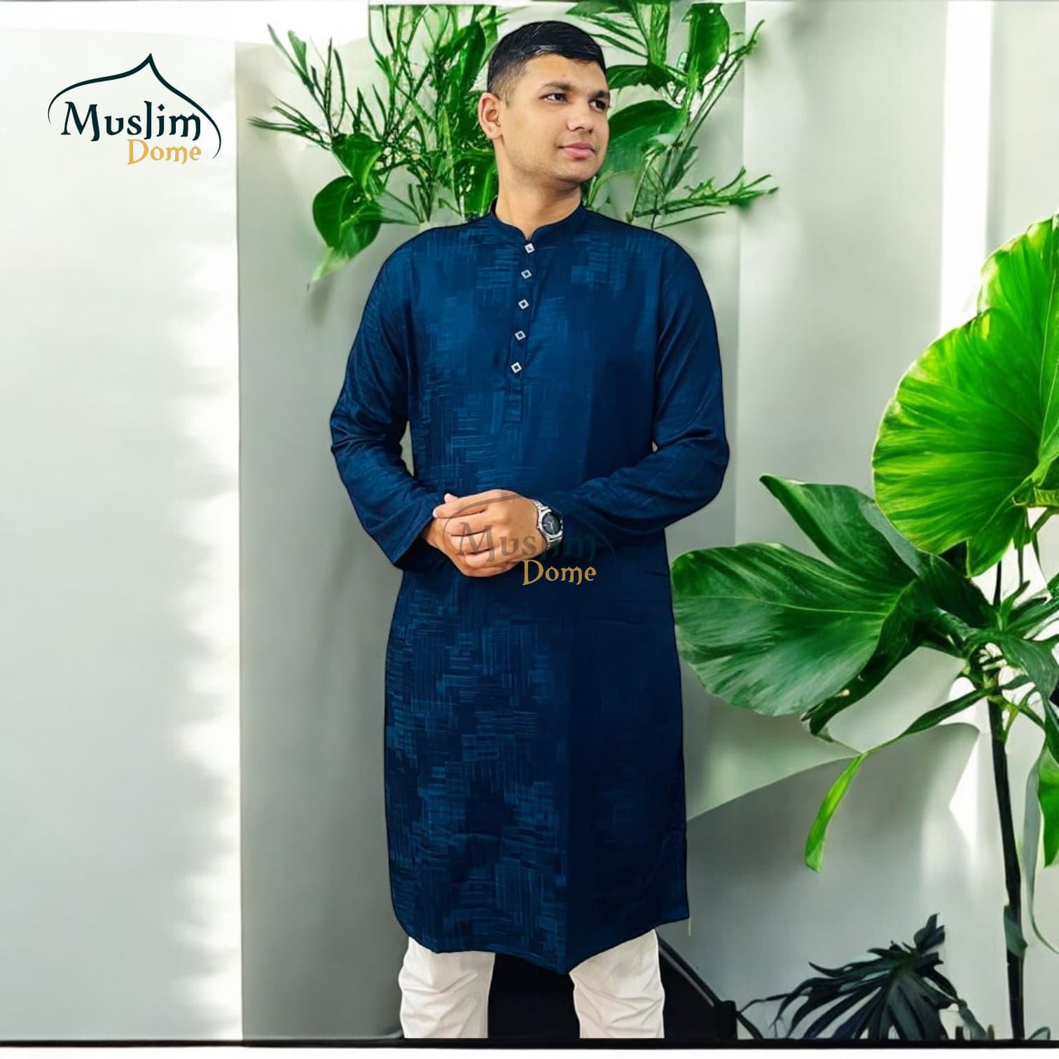 Men's Fashionable Panjabi - Slim Fit - Blue