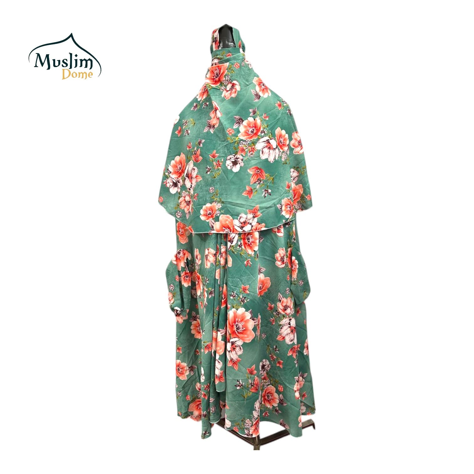 Premium Printed Green Khimar with Niqab – Alex Fabric
