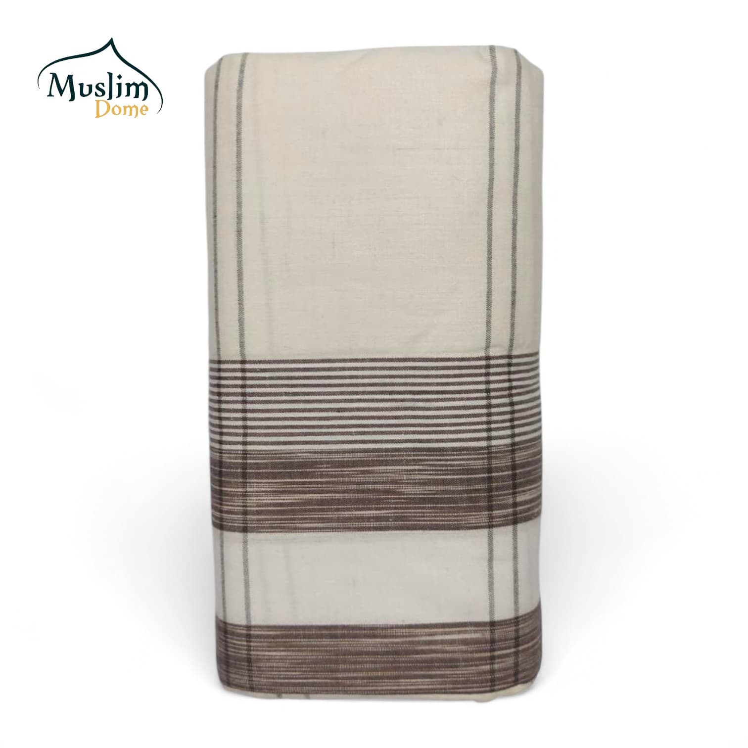 Desand Lungi – Off White Brown Stripe (6 Hands, Stitched, 100% Cotton)