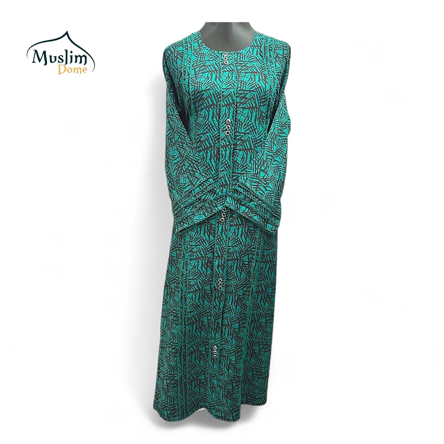 Premium Dubai Cherry Digital Print Ocean Green Borka