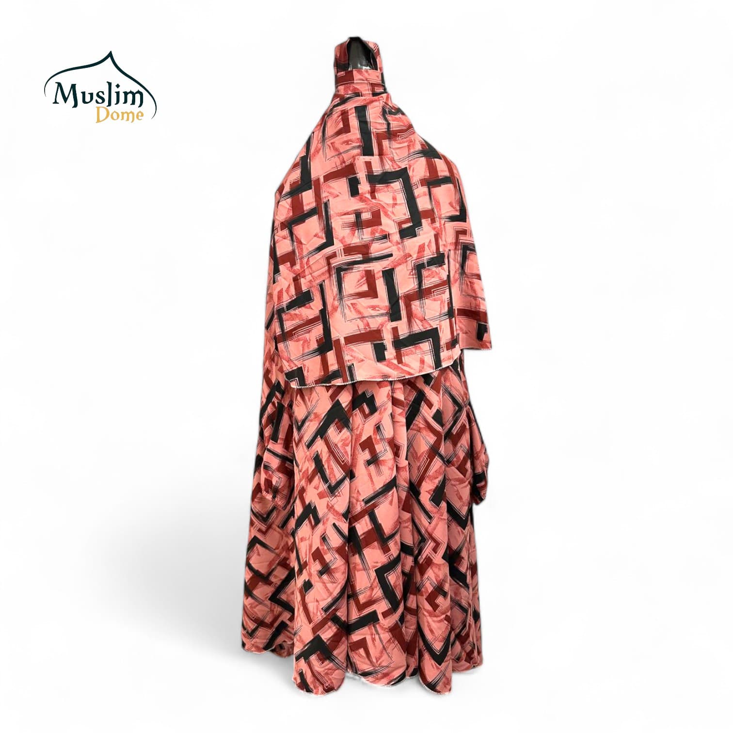 Premium Printed Pink Black Khimar with Niqab – Alex Fabric