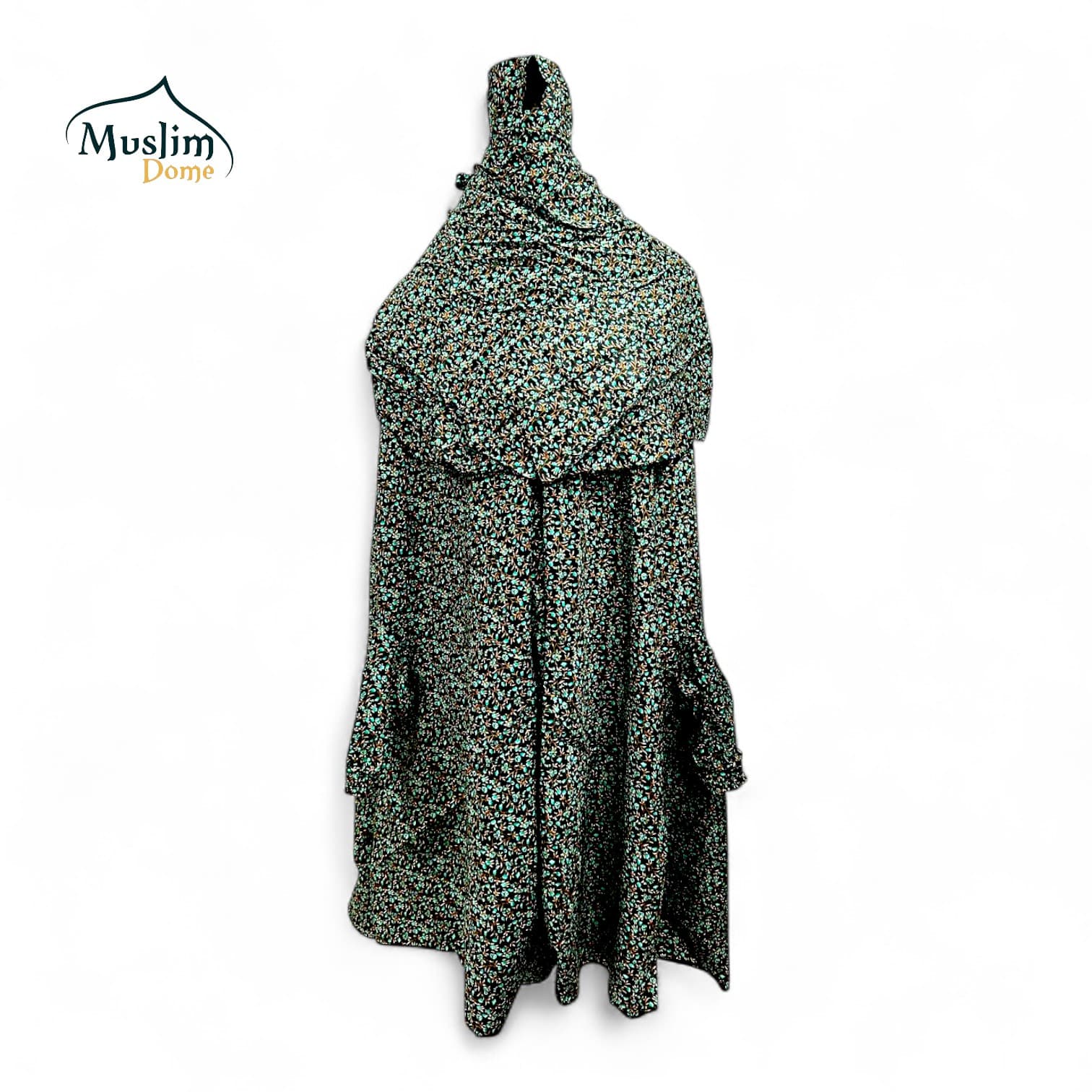 Printed Green Linen Khimar with Niqab – Muslim Dome Exclusive