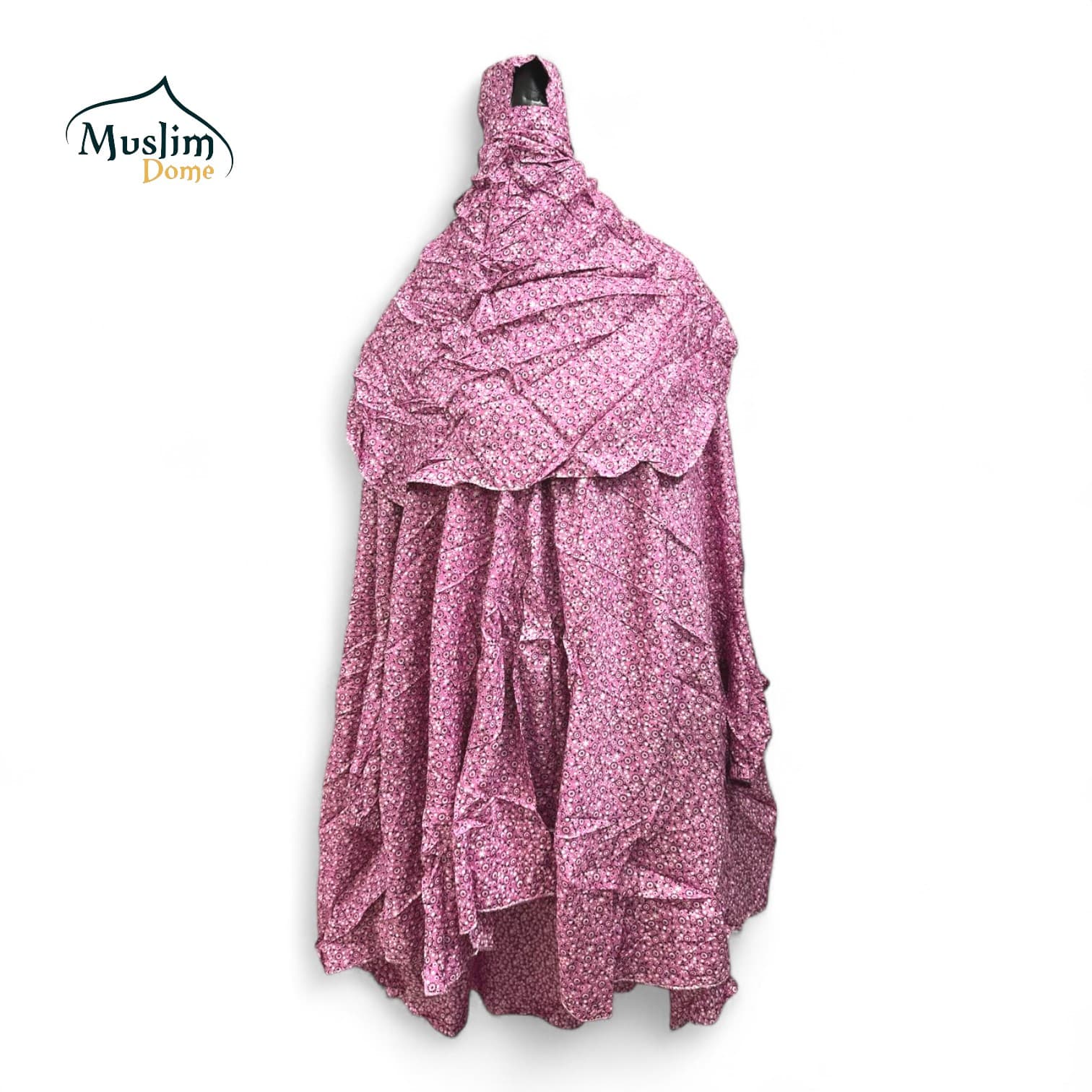 Printed Pink Linen Khimar with Niqab – Muslim Dome Exclusive