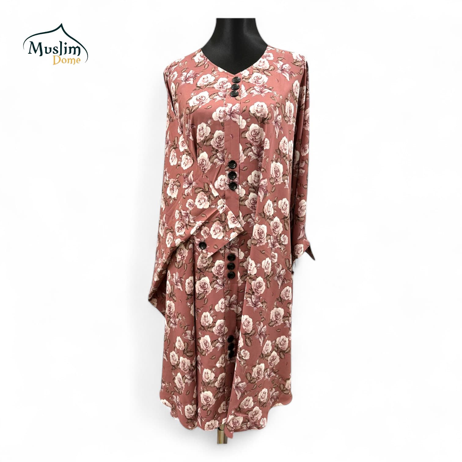 Abaya – Flower Printed Pink