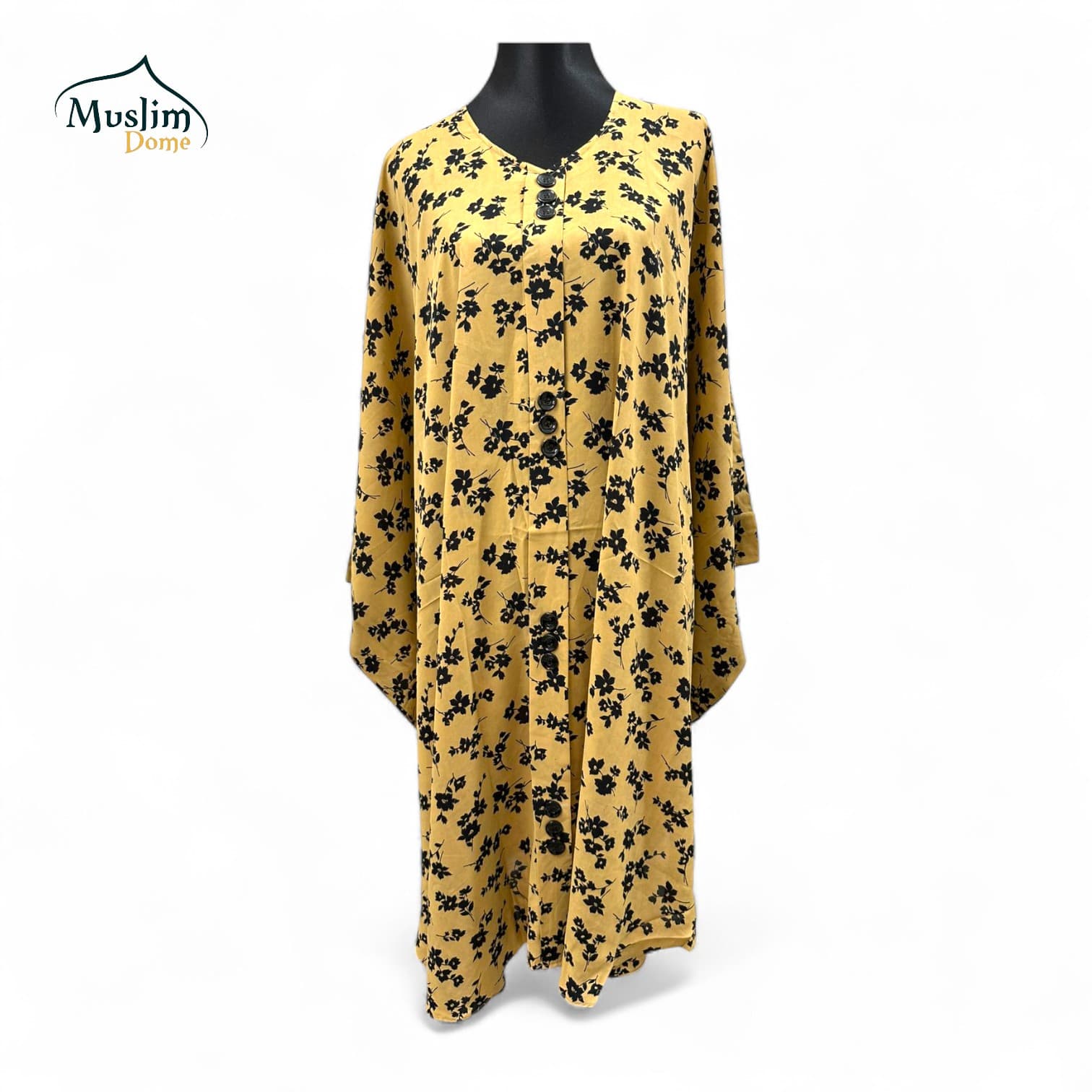 Abaya – Flower Printed Golden
