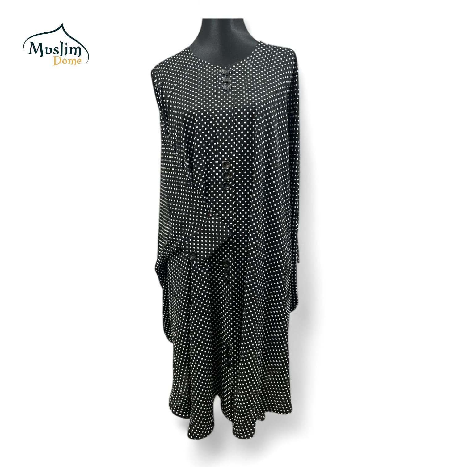 Abaya – Bold Point Printed Black