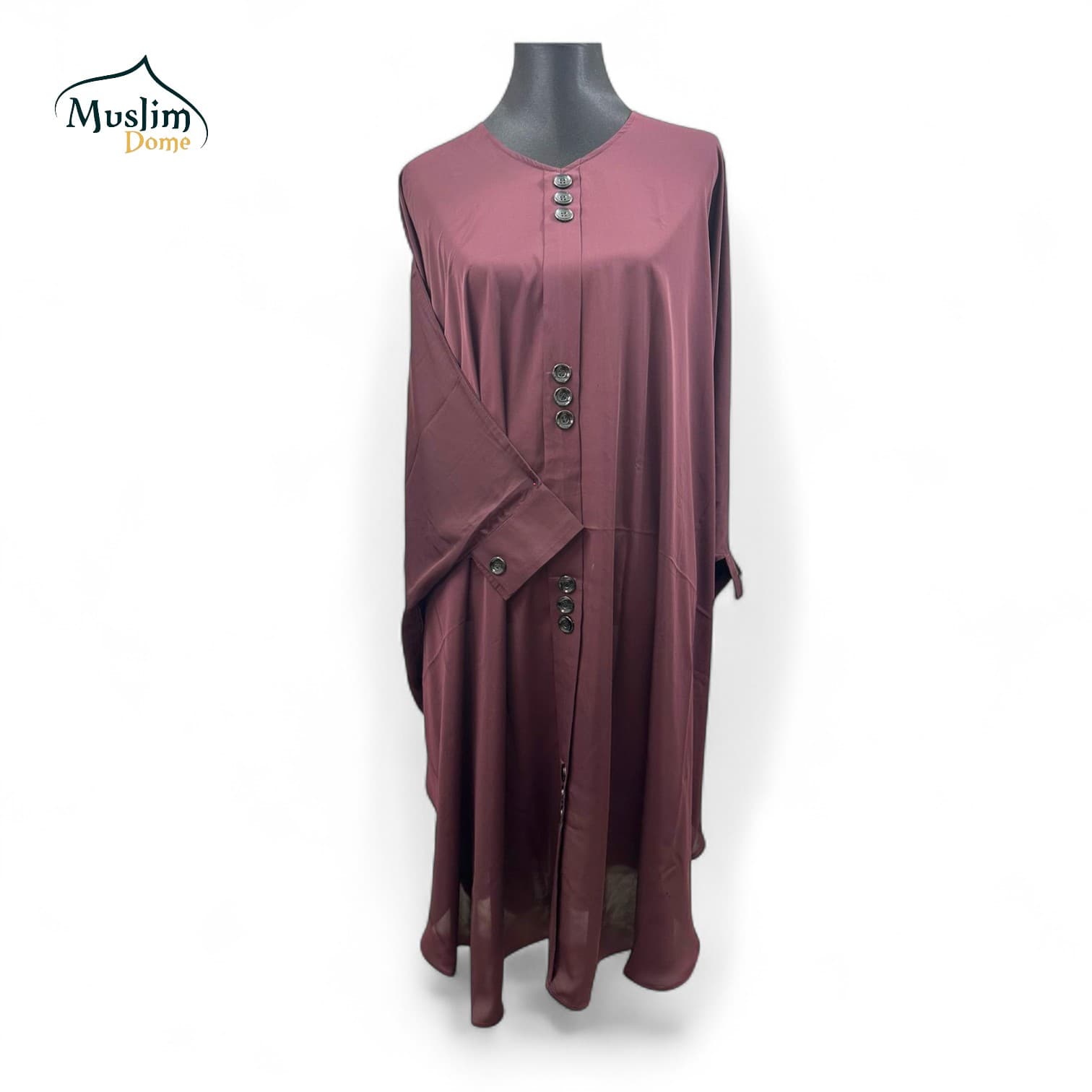 Premium Solid Color Magenta Red Abaya – V Neck – Dubai Cherry Fabric