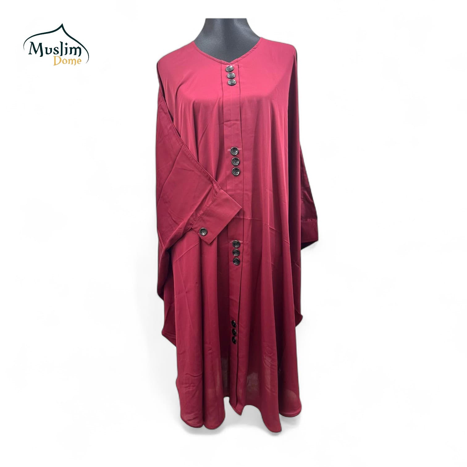 Premium Solid Color Maroon Abaya – V Neck – Dubai Cherry Fabric
