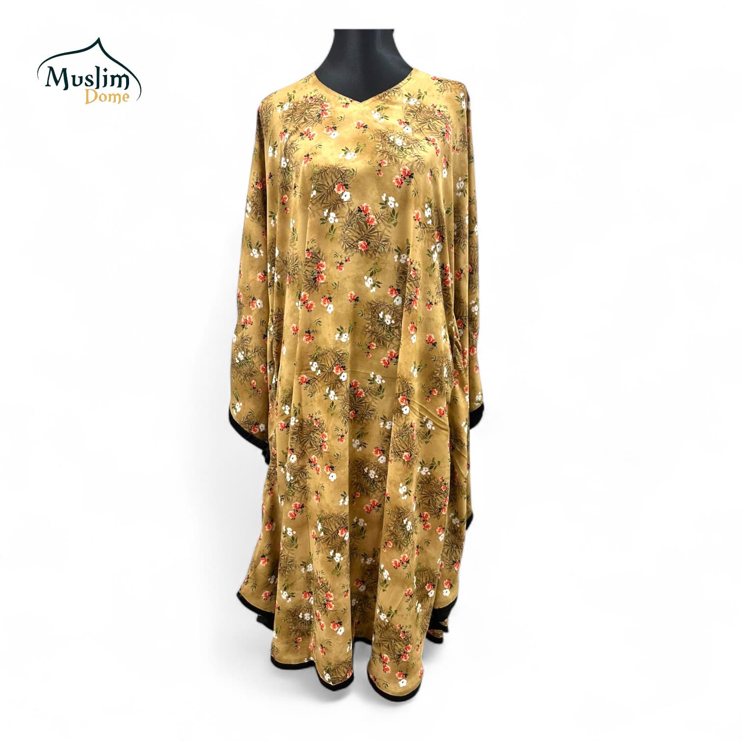 Long Abaya – Flower Printed – Brown Color