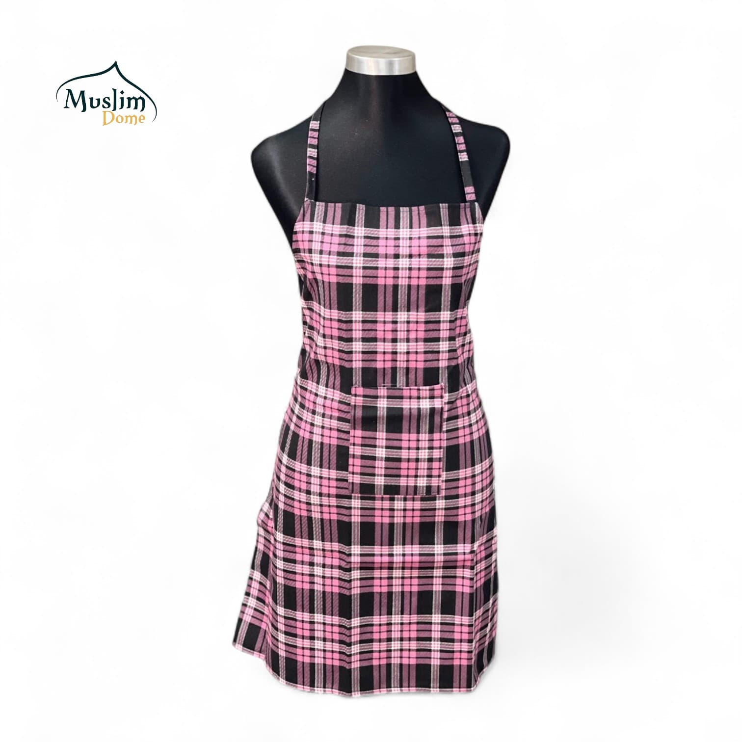 Kitchen Apron with Pockets – Pink Check Design