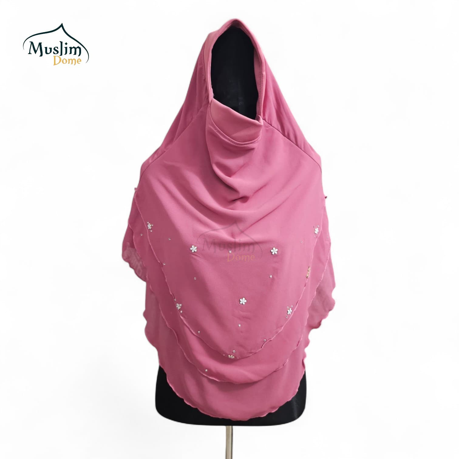 Star Stone Layered Ready Hijab – Misty Rose (Malaysian Imported)