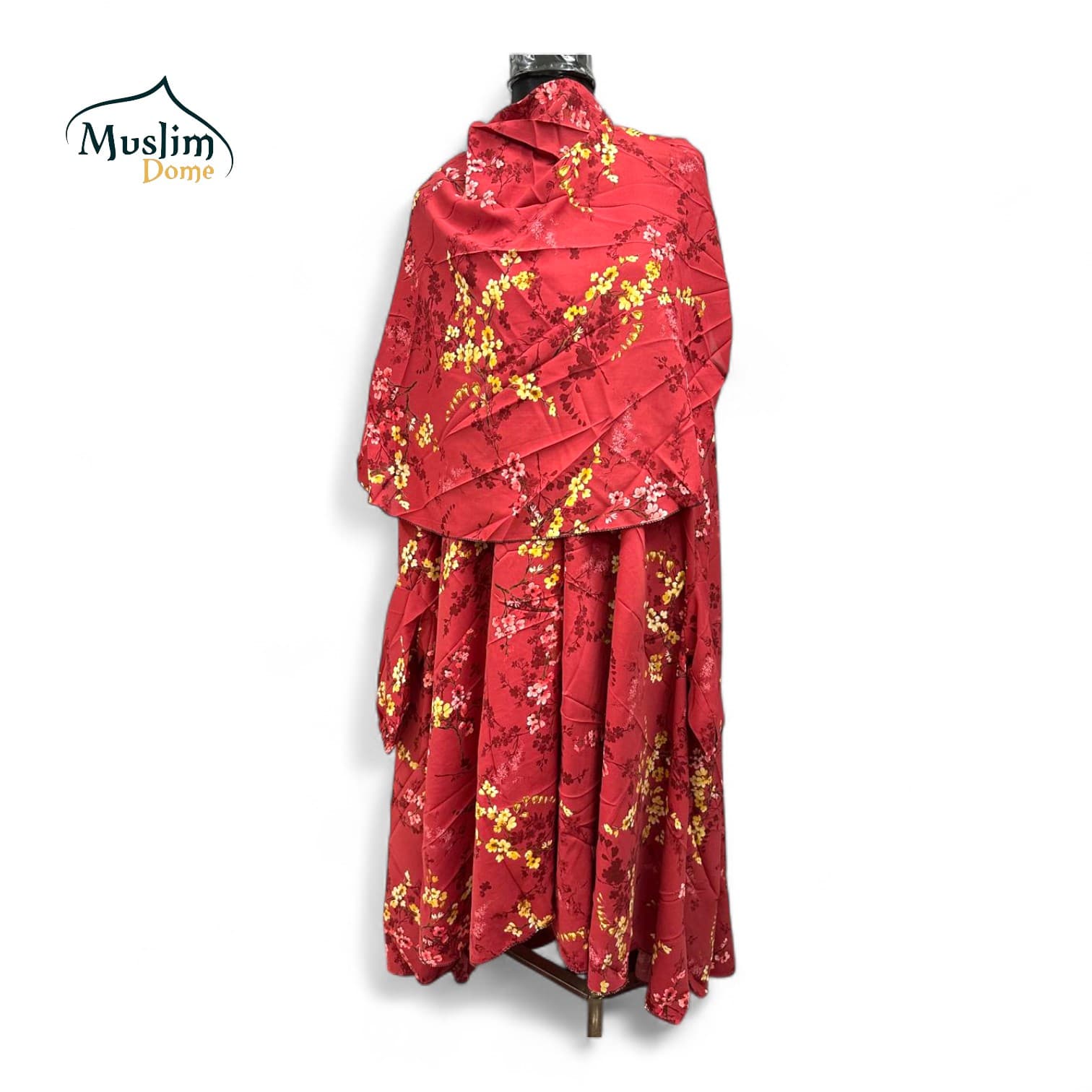 Premium Printed Red Khimar with Niqab – Alex Fabric