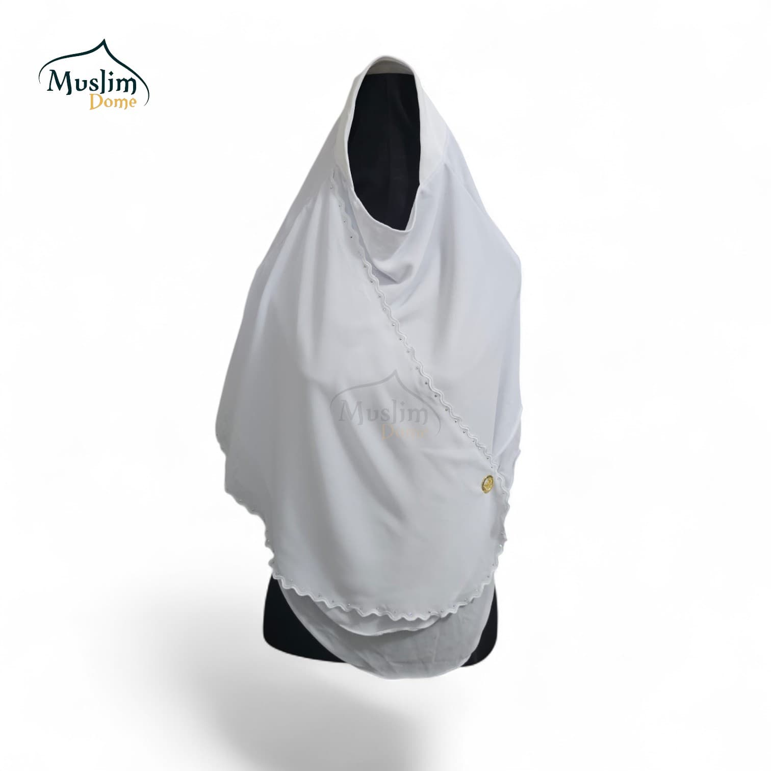 Single Line Stone Hijab – White (Malaysian Imported)