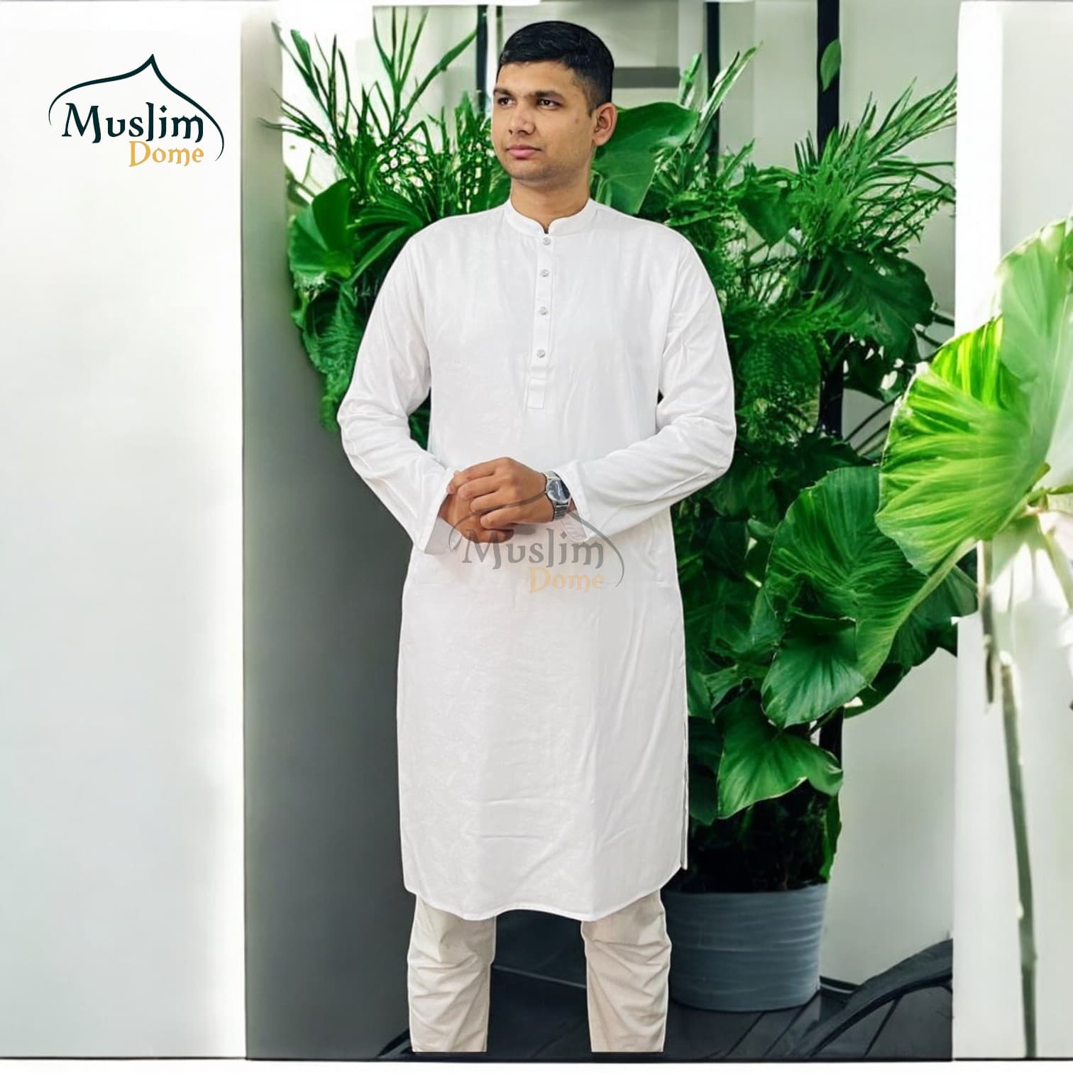 Men's Fashionable Panjabi - Slim Fit - White