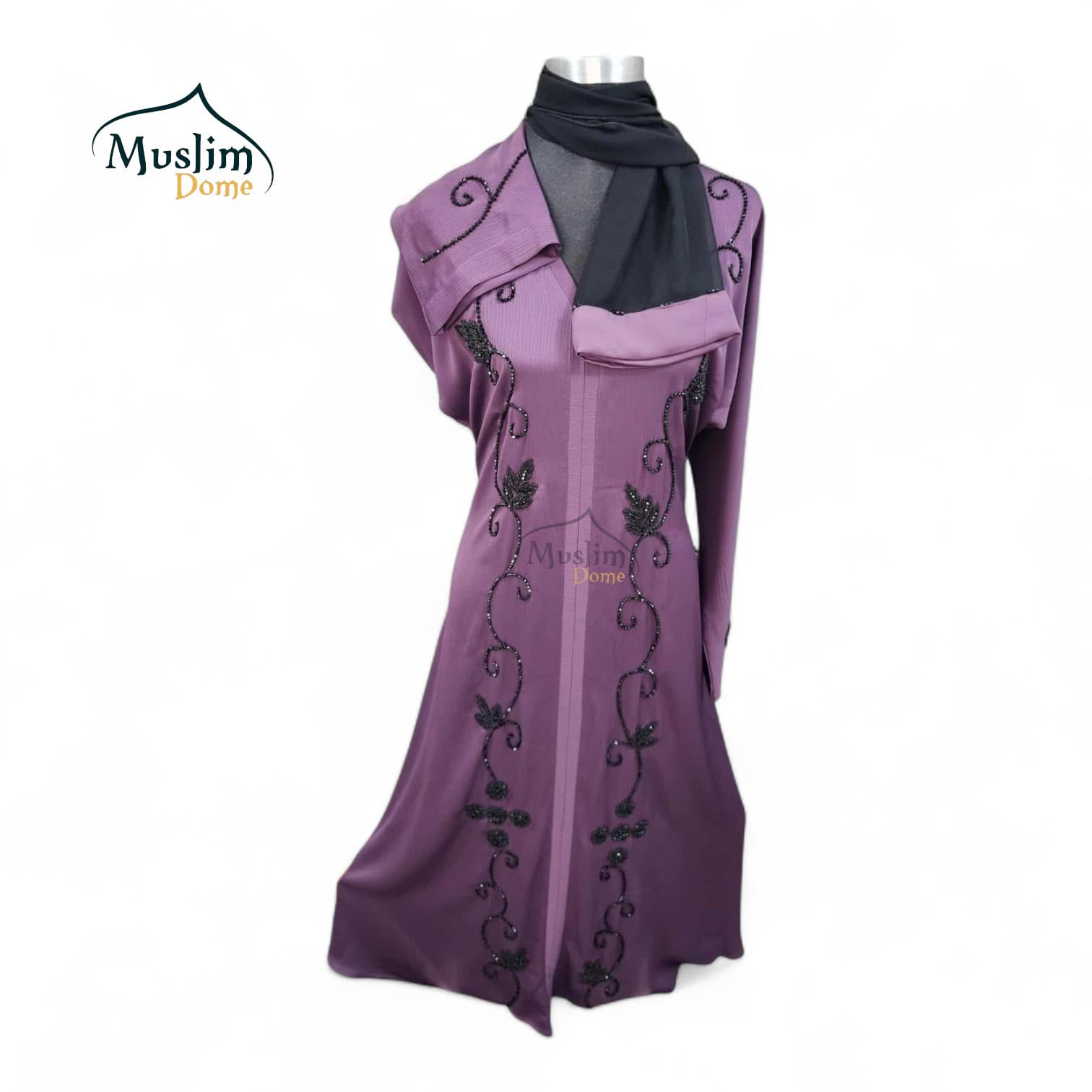 Premium Borka with Scarf – Zoom Fabric – Purple